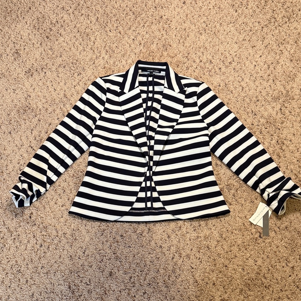 Amanda & Chelsea Navy and White Striped Blazer